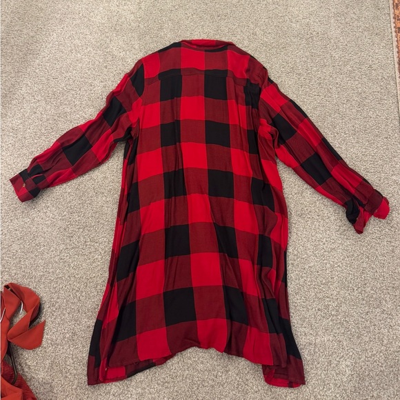 Old Navy Shirt Dress Womens Buffalo Check Plaid Red Button Front Flannel Size:XL - Picture 6 of 8